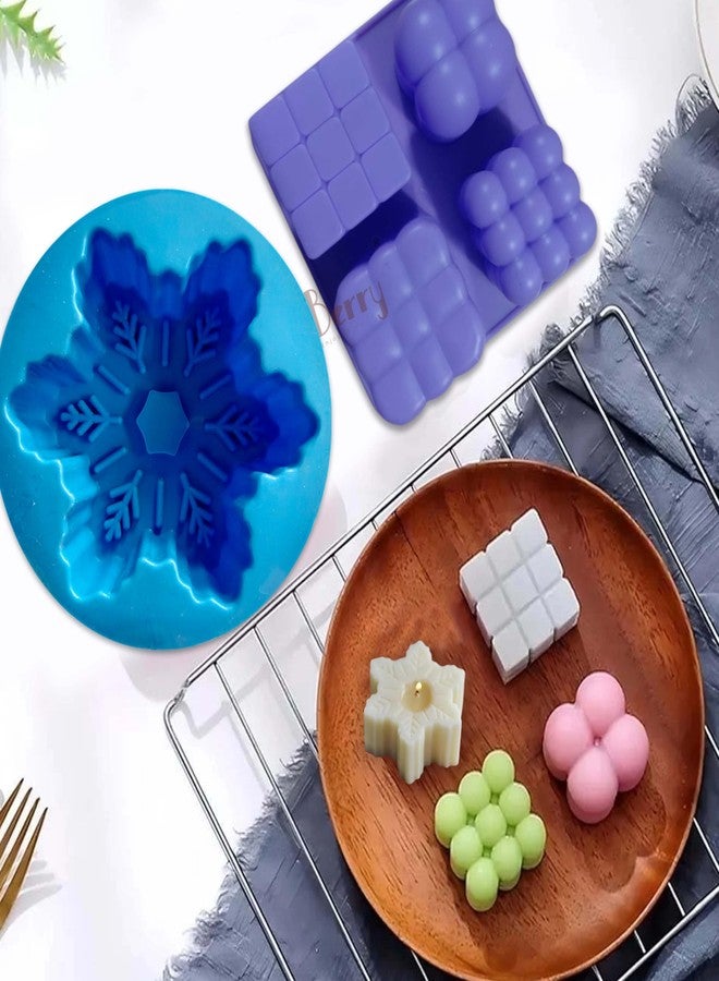 MoldBerry Silicone Candle Mould Combo | 3D Bubble & Snowflake Candle Molds for Candle Making | Christmas, Diwali & Gift Set | Reusable DIY Soy Wax Candle, Baking, Jelly, Soap Moulds - Pack of 2 - Image 3